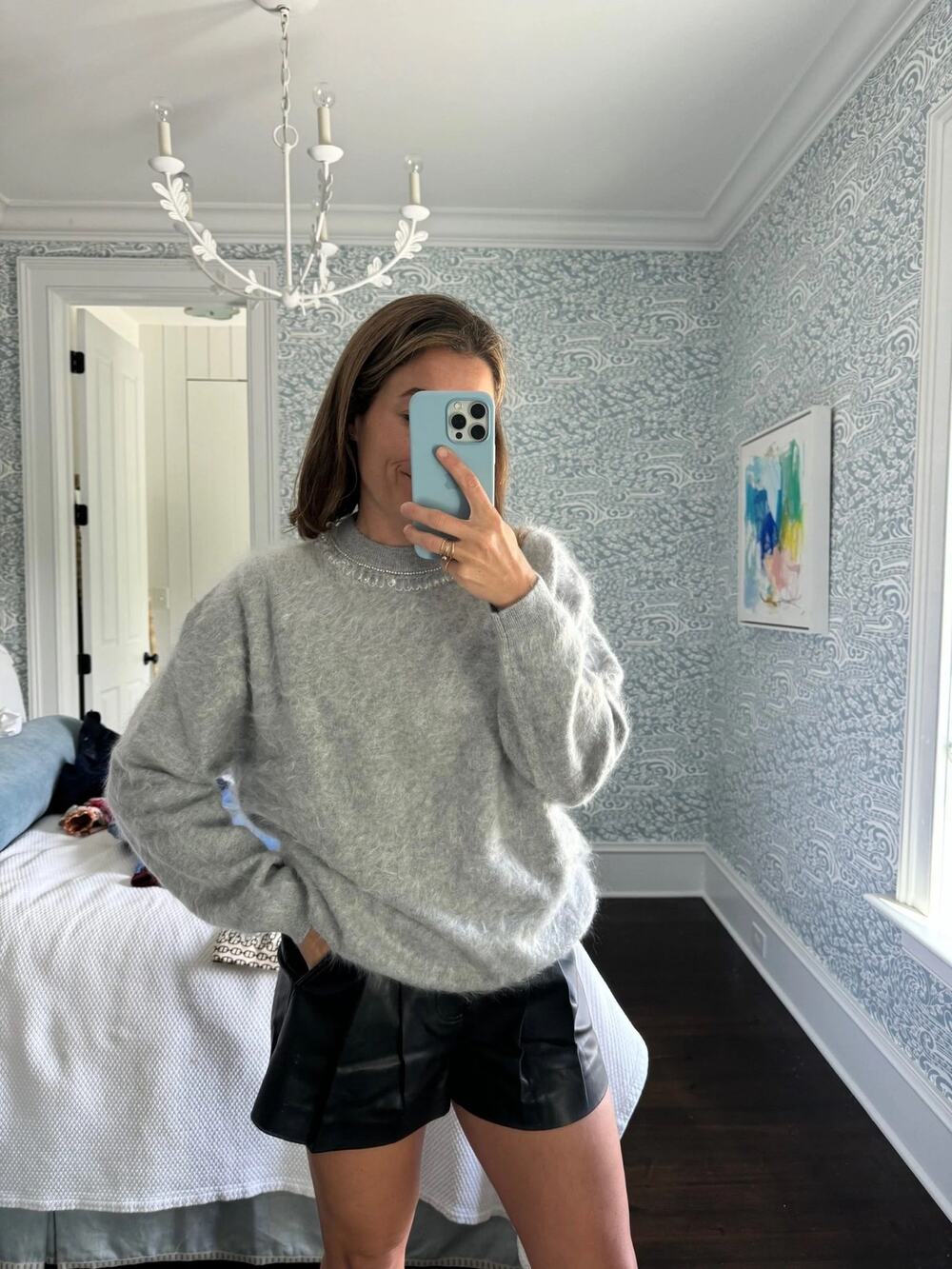 J. Crew Brushed Cashmere Relaxed Crewneck Sweater – Gray